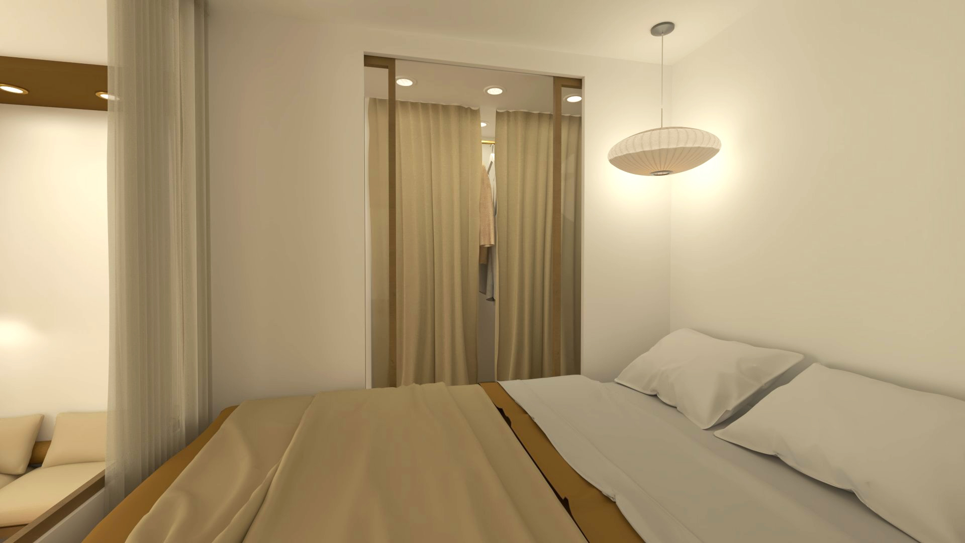 Design d’intérieur à Oberkampf : un espace nuit ouvert néanmoins intime.