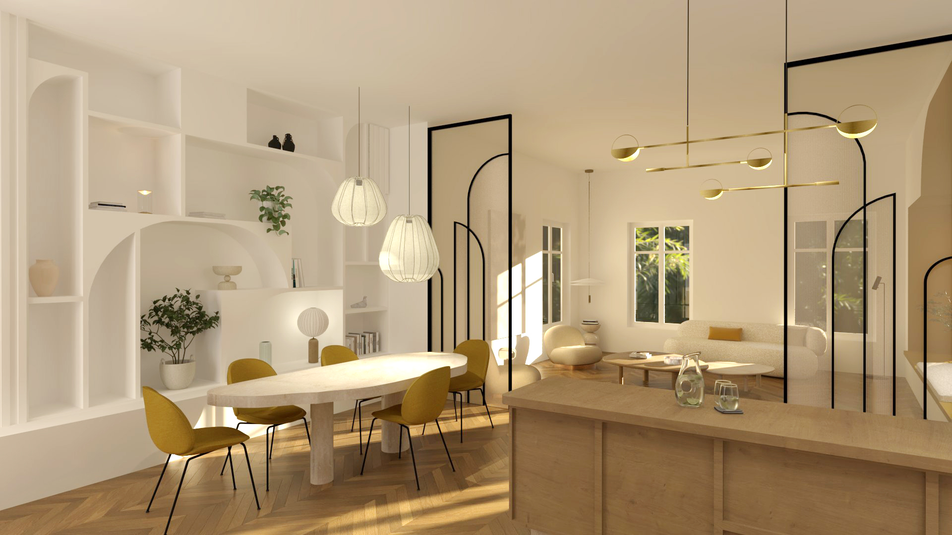 projet de design d'intérieur à Rennes, un appartement particulier contemporain à l'inspiration Art déco