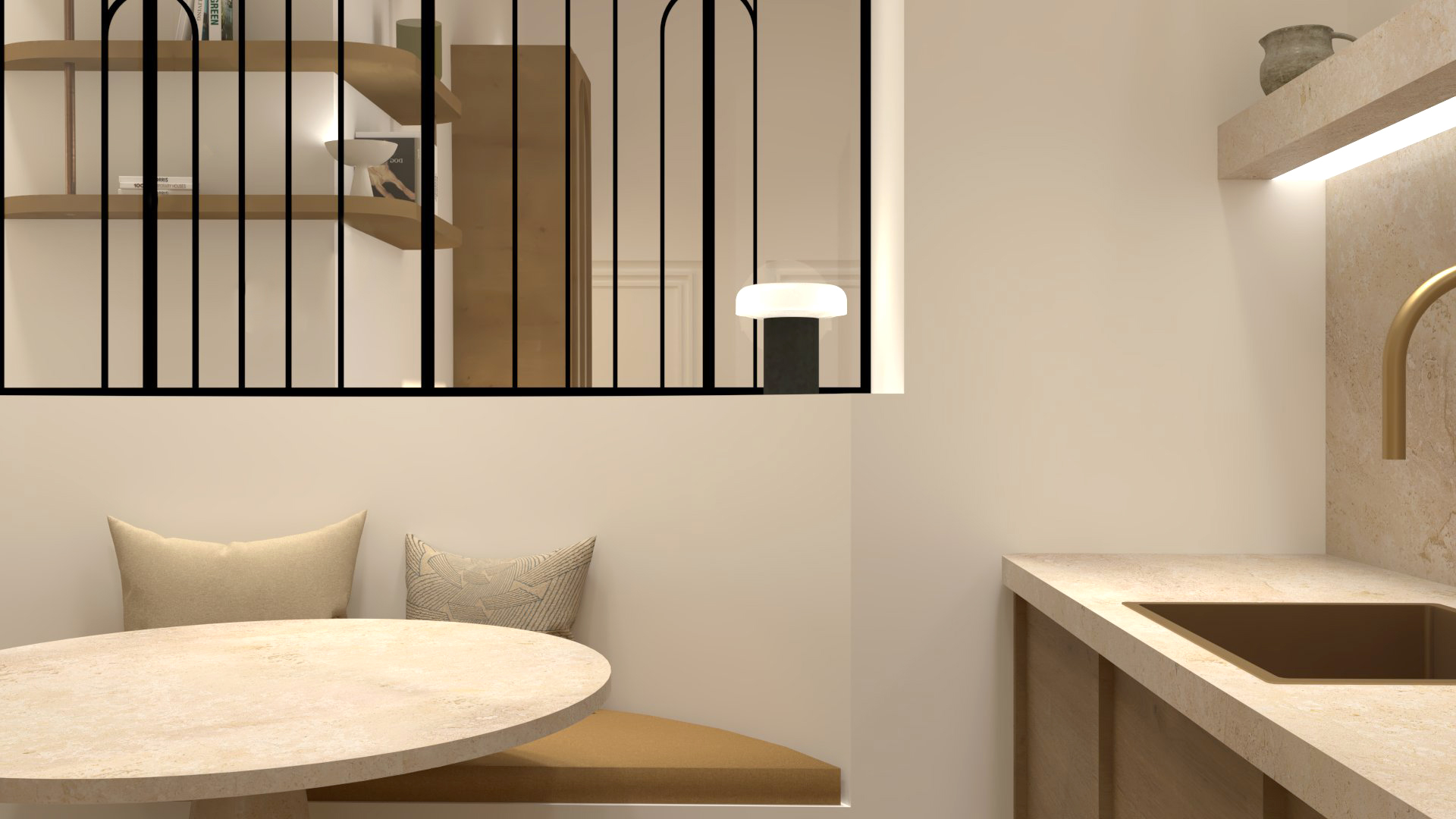 projet à Rennes : quand le noir contrastant souligne la palette claire et épurée de l'appartement
