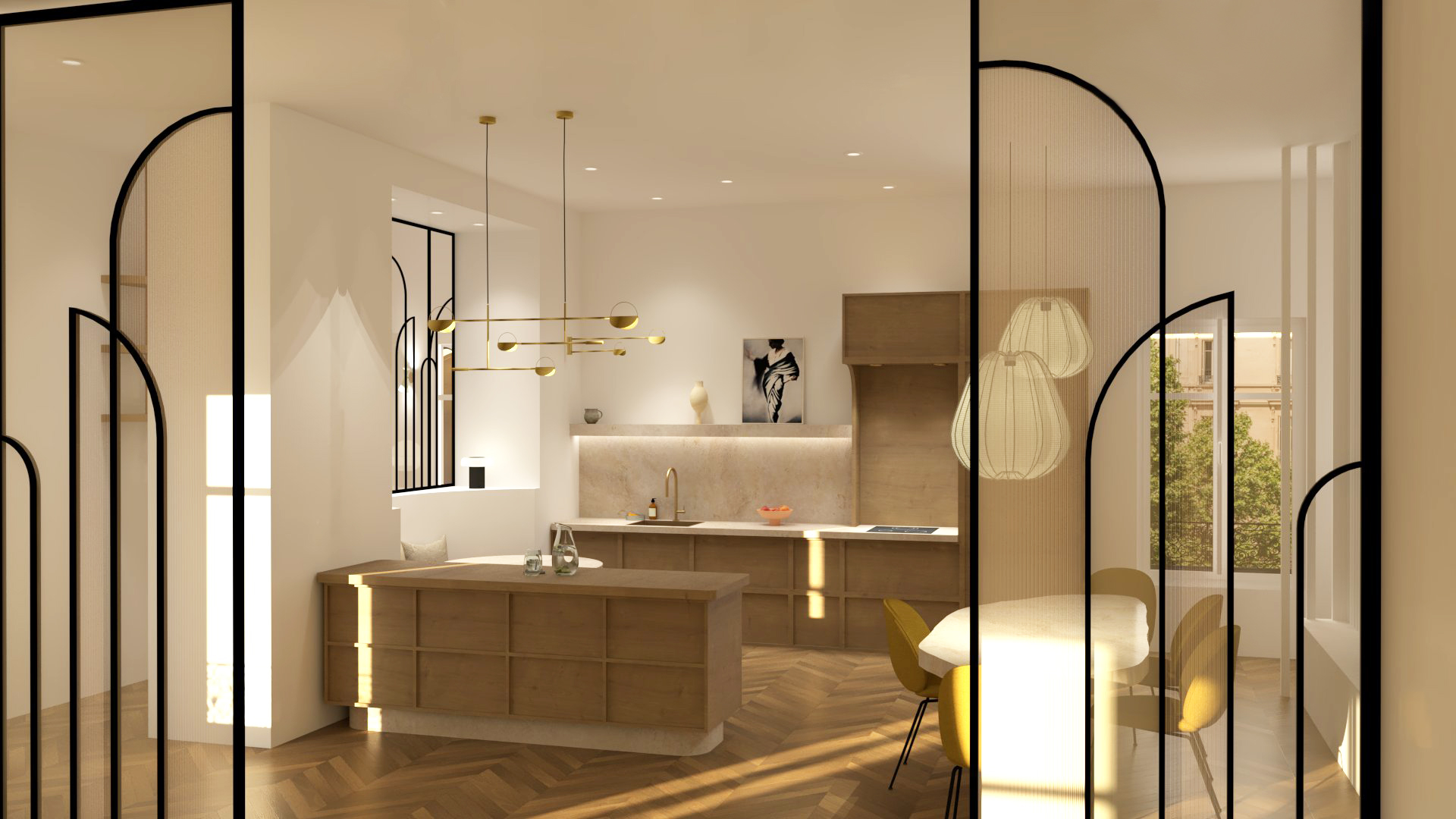 projet de design d'intérieur à Rennes, un appartement particulier contemporain à l'inspiration Art déco.