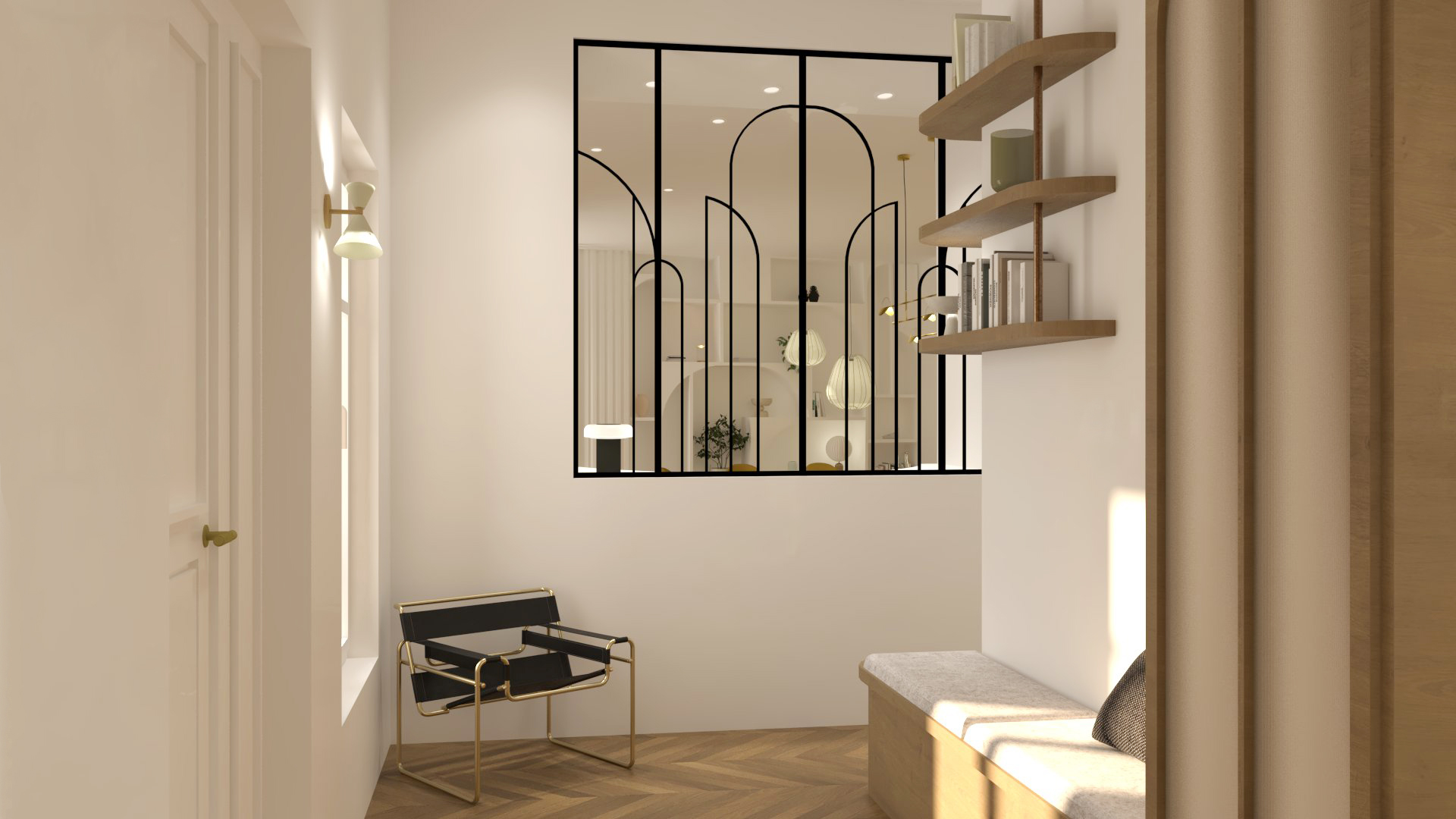 projet à Rennes : quand le noir contrastant souligne la palette claire et épurée de l'appartement