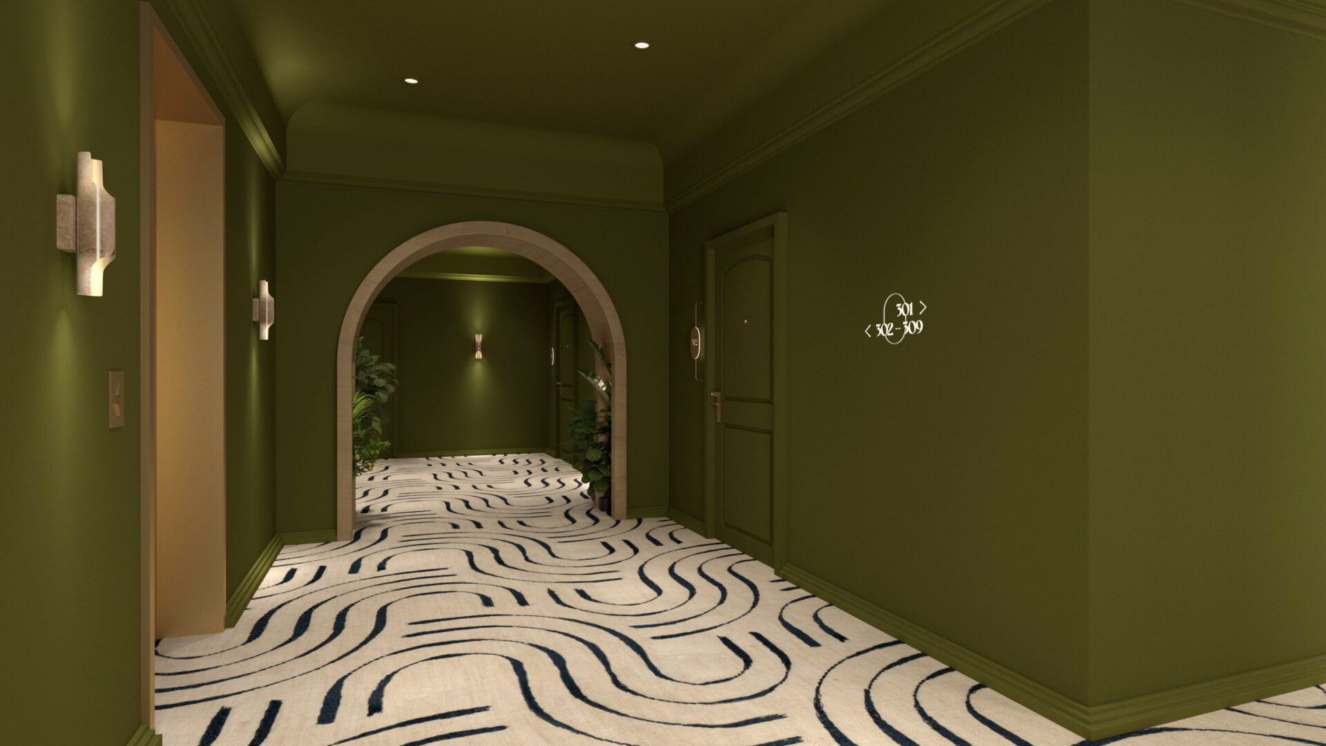 projet de design global comprenant du design d'intérieur, design graphique et du design mural à Paris pour un professionnel. Hôtel pour lequel nous avons créé l'identité (logo, charte graphique et supports de communication). La signalétique adaptée à la charte graphique et la décoration, design d'intérieur associée à la nouvelle identité de l'établissement hôtelier.